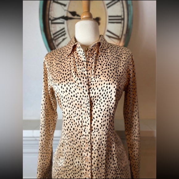 Silk Club Collection Cheetah Silk Blouse - Picture 3 of 9